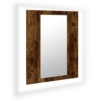 Armario De Baño Con Espejo Led Madera Roble Ahumado 40x12x45 Cm Vidaxl