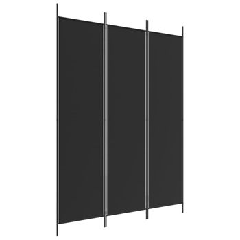 Biombo Divisor De 3 Paneles De Tela Negro 150x200 Cm Vidaxl