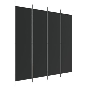 Biombo Divisor De 4 Paneles De Tela Negro 200x200 Cm Vidaxl