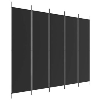 Biombo Divisor De 5 Paneles De Tela Negro 250x200 Cm Vidaxl