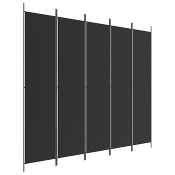 Biombo Divisor De 5 Paneles De Tela Negro 250x220 Cm Vidaxl