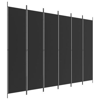 Biombo Divisor De 6 Paneles De Tela Negro 300x220 Cm Vidaxl