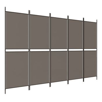 Biombo Divisor De 5 Paneles De Tela Gris Antracita 250x180 Cm Vidaxl