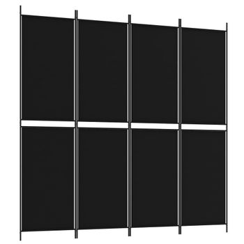 Biombo Divisor De 4 Paneles De Tela Negro 200x200 Cm Vidaxl