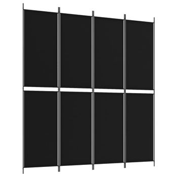 Biombo Divisor De 4 Paneles De Tela Negro 200x220 Cm Vidaxl