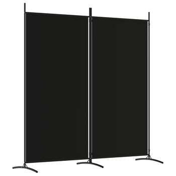 Biombo Divisor De 2 Paneles De Tela Negro 175x180 Cm Vidaxl