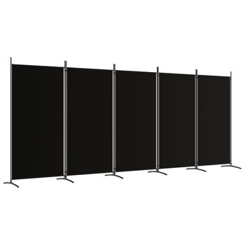 Biombo Divisor De 5 Paneles De Tela Negro 433x180 Cm Vidaxl