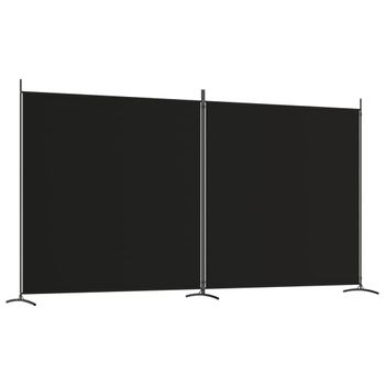 Biombo Divisor De 2 Paneles De Tela Negro 348x180 Cm Vidaxl