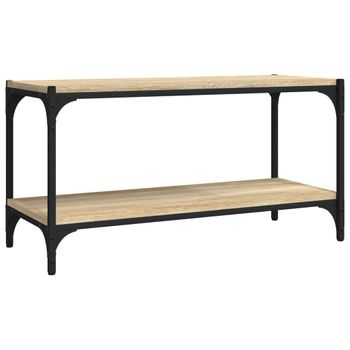 Mueble Para Tv Contrachapada Y Acero Roble Sonoma 80x33x41 Cm Vidaxl