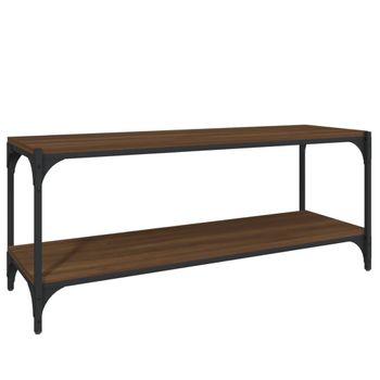 Mueble Para Tv Contrachapada Y Acero Roble Marrón 100x33x41 Cm Vidaxl