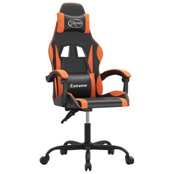 Silla Gaming Giratoria Cuero Sintético Negro Y Naranja Vidaxl