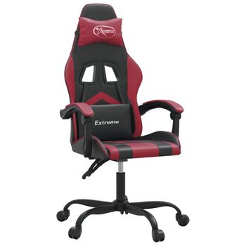 Silla Gaming Giratoria Cuero Sintético Negro Y Rojo Vino Tinto Vidaxl