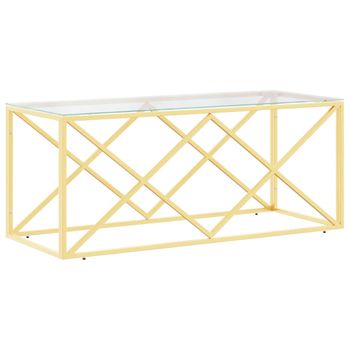 Mesa De Centro Acero Inoxidable Y Vidrio 110x45x45 Cm Vidaxl