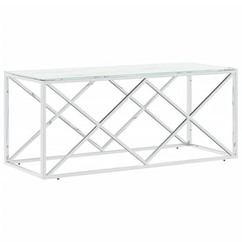 Mesa De Centro Acero Inoxidable Y Vidrio 110x45x45 Cm Vidaxl