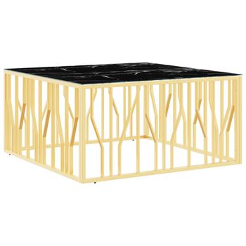 Mesa De Centro Acero Inoxidable Y Vidrio Dorado 100x100x50 Cm Vidaxl