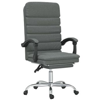 Silla De Oficina Reclinable Con Masaje De Tela Gris Oscuro Vidaxl