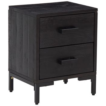 Mesita De Noche Madera Maciza De Pino Negro 36x30x45 Cm Vidaxl