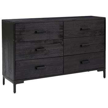 Aparador De Madera Maciza De Pino Negro 110x35x70 Cm Vidaxl