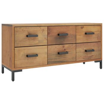 Banco De Almacenaje Madera Pino Reciclada Marrón 110x30x45cm Vidaxl