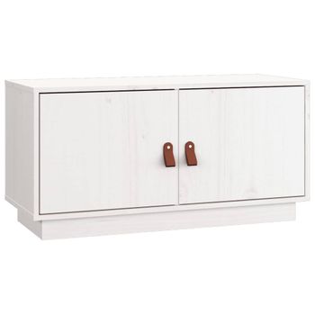 Mueble De Tv De Madera Maciza De Pino Blanco 80x34x40 Cm Vidaxl