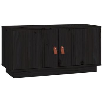 Mueble De Tv De Madera Maciza De Pino Negro 80x34x40 Cm Vidaxl