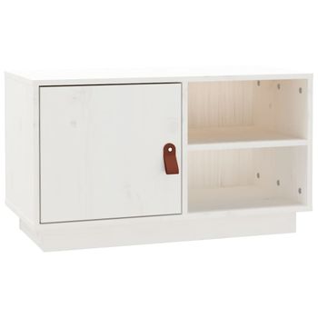 Mueble De Tv De Madera Maciza De Pino Blanco 70x34x40 Cm Vidaxl