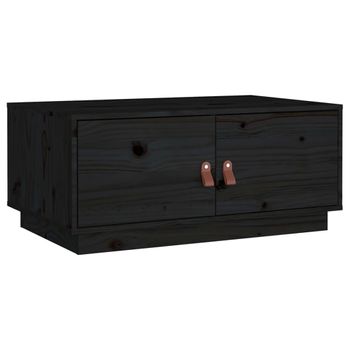 Mesa De Centro De Madera Maciza De Pino Negro 80x50x35 Cm Vidaxl