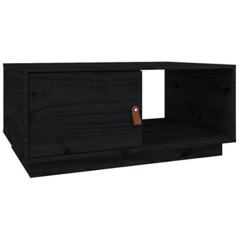 Mesa De Centro De Madera Maciza De Pino Negro 80x50x35,5 Cm Vidaxl