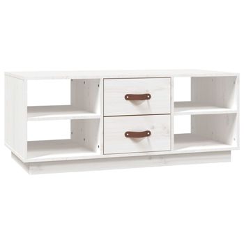 Mesa De Centro De Madera Maciza De Pino Blanco 100x50x41 Cm Vidaxl