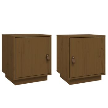 Mesitas De Noche 2 Uds Madera De Pino Marrón Miel 40x34x45 Cm Vidaxl