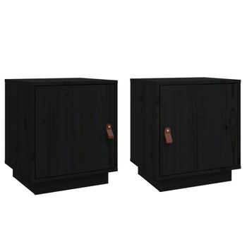 Mesitas De Noche 2 Uds Madera Maciza De Pino Negro 40x34x45 Cm Vidaxl