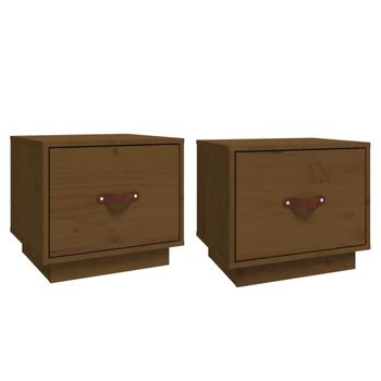 Mesitas De Noche 2 Uds Madera De Pino Marrón Miel 40x34x35 Cm Vidaxl