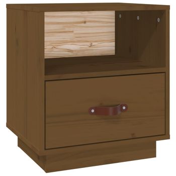 Mesita De Noche Madera Maciza De Pino Marrón Miel 40x34x45 Cm Vidaxl