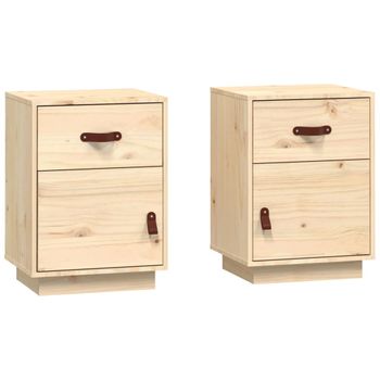 Mesitas De Noche 2 Uds Madera Maciza De Pino 40x34x55 Cm Vidaxl