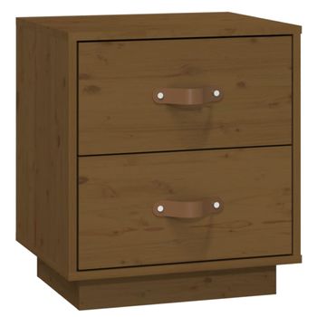 Mesita De Noche Madera Maciza De Pino Marrón Miel 40x34x45 Cm Vidaxl