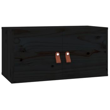 Armario De Pared De Madera Maciza De Pino Negro 60x30x30 Cm Vidaxl