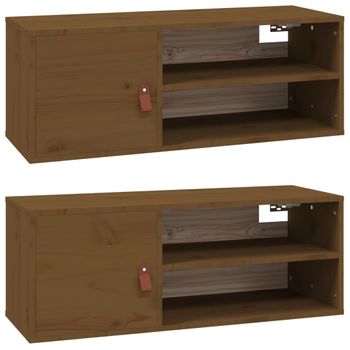 Armarios De Pared 2 Uds Madera De Pino Marrón Miel 60x30x30 Cm Vidaxl