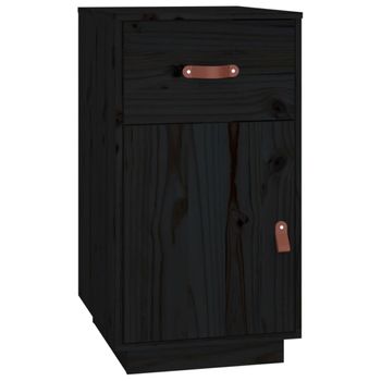 Armario De Escritorio Madera Maciza De Pino Negro 40x50x75 Cm Vidaxl