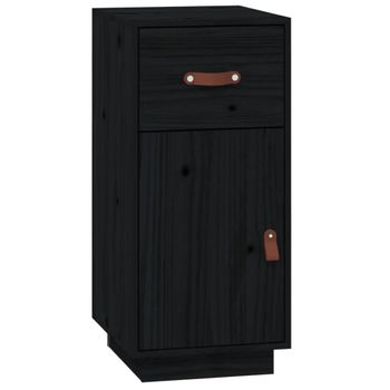 Aparador De Madera Maciza De Pino Negro 34x40x75 Cm Vidaxl