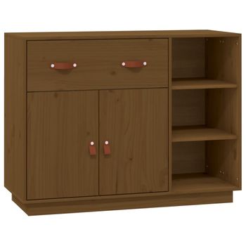 Aparador De Madera Maciza De Pino Marrón Miel 98,5x40x75 Cm Vidaxl