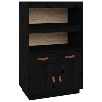 Aparador De Madera Maciza De Pino Negro 67x40x108,5 Cm Vidaxl