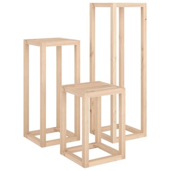 Set De Soportes Para Plantas 3 Piezas Madera Maciza De Pino Vidaxl