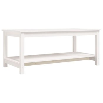 Mesa De Centro De Madera Maciza De Pino Blanco 110x55x45 Cm Vidaxl