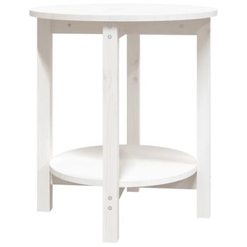 Mesa De Centro De Madera Maciza De Pino Blanco Ø55x60 Cm Vidaxl