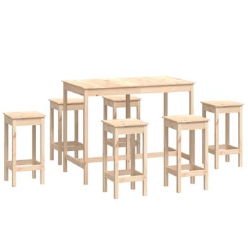 Set De Bar 7 Piezas Madera Maciza De Pino Vidaxl