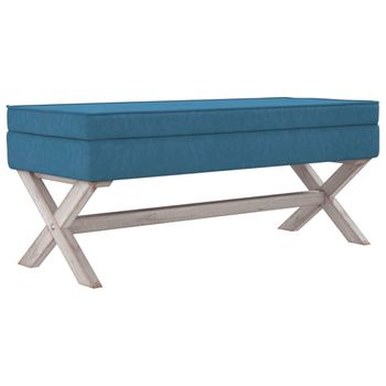 Taburete Con Almacenaje Terciopelo Azul 110x45x49 Cm Vidaxl