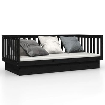 Sofá Cama De Madera Maciza De Pino Negro 80x200 Cm Vidaxl