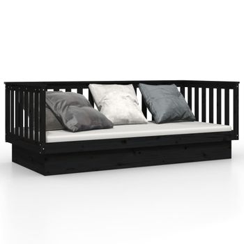 Sofá Cama Madera Maciza De Pino Negro 90x200 Cm Vidaxl