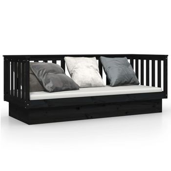 Sofá Cama Madera Maciza De Pino Negro 90x190 Cm Vidaxl