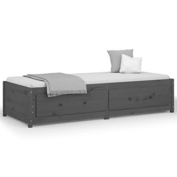 Sofá Cama Madera Maciza De Pino Gris 90x200 Cm Vidaxl